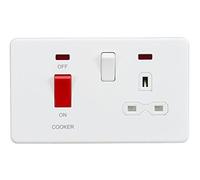 Knightsbridge SFR8333NMW Screwless Screw Less 45A DP 13A Switched Socket with Neon's, Matt White
