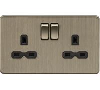 Knightsbridge SFR9000AB Screwless 13A 2G DP Switched Socket - Antique Brass