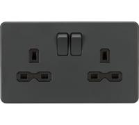 Knightsbridge SFR9000AT Screwless 13A 2G DP Switched Socket - Anthracite