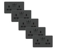 Knightsbridge SFR9000ATx5 Screwless 13A 2G DP Switched Socket - Anthracite (5 Pack)