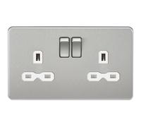 Knightsbridge SFR9000BCW Screwless 13A 2G Dp Switched Socket-Brushed Chrome with White Insert