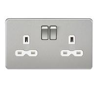 Knightsbridge SFR9000BCW Screwless 13A 2G Dp Switched Socket-Brushed Chrome with White Insert