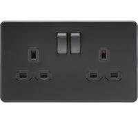 Knightsbridge SFR9000MBBx5 Screwless 13A 2G DP Switched Socket - Matt Black + Black Rocker (5 Pack)
