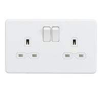 Knightsbridge SFR9000MW Screwless 13A 2G DP Switched Socket - Matt White