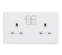 Knightsbridge SFR9000MW 13A 2G DP Switched Socket with Twin Earths - Matt White with White Insert