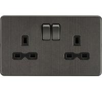 Knightsbridge SFR9000SB Screwless 13A 2G DP Switched Socket - Smoked Bronze