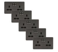 Knightsbridge SFR9000SBx5 Screwless 13A 2G DP Switched Socket - Smoked Bronze (5 Pack)