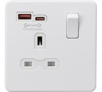 Knightsbridge SFR9919MW 13A 1G Switched Socket with Dual USB [FASTCHARGE] A+C - Matt White
