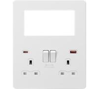 Knightsbridge SFR994MW Screwless Small Multimedia Combination Plate + 2xUSB(A+C) FAST - Matt White