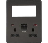 KnightsBridge Screwless Small Multimedia Combination Plate with FASTCHARGE - Smoked Bronze