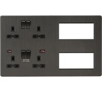 KnightsBridge Screwless Combination Plate with Dual USB FASTCHARGE A+C - Smoked Bronze