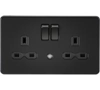 Knightsbridge SFR9NLMBB Screwless 13A 2G DP Switched Socket with Night Light Function - Matt Black