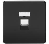 Knightsbridge Screwless RJ45 network outlet - matt black with chrome shutter - SFRJ45MB