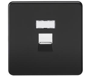 Knightsbridge SFRJ45MB Screwless RJ45 network outlet - Matt Black + Chrome Shutter
