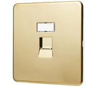 KnightsBridge Screwless Polished Brass RJ45 Network Outlet Wall Socket