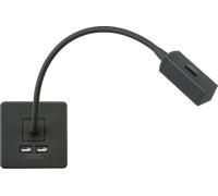 Knightsbridge SFRLAT Screwless Reading Light + 2xUSB A+A (5V DC 2.4A Shared) - Anthracite