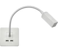 Knightsbridge SFRLMW Screwless Reading Light + 2xUSB A (5V DC 2.4A Shared) - Matt White