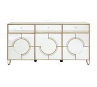 Knightsbridge Sideboard - 3 Door - Medium - Mirrored with Gold Trim - 158cm