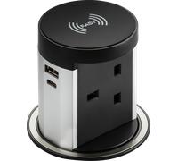 Knightsbridge 13A Pop up Socket with 10W Wireless Charger and Dual USB A+C (12V DC 1.5A) Max. 30W