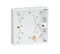 Knightsbridge SN1300 White Square Edge Single 16mm Pattress Box + Earth Terminal