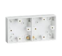 Knightsbridge SN1510 White Square Edge Dual 25mm Pattress Box + Earth Terminal