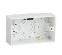 Knightsbridge SN1600 White Square Edge Double 47mm Pattress Box + Earth Terminal