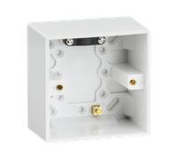 Knightsbridge SN1610 White Square Edge Single 47mm Pattress Box + Earth Terminal