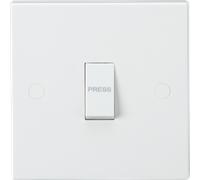 Knightsbridge SN2100 White Square Edge 10AX 1G SP 2-Way Retractive Switch "PRESS"