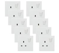 Knightsbridge SN7000Sx10 White Square Edge 13A 1G SP Switched Socket (10 Pack)