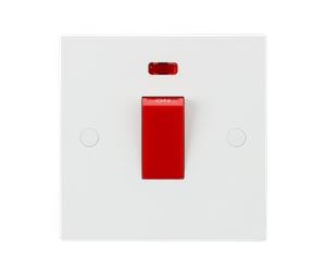 Knightsbridge SN8331N White Square Edge 45A 1G DP Switch + Neon