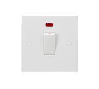 Knightsbridge SN8331NW White Square Edge 45A 1G DP Switch + Neon (White Rocker)