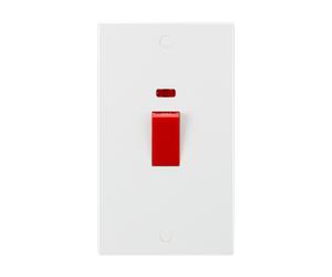 Knightsbridge SN8332N White Square Edge 45A 2G DP Switch + Neon