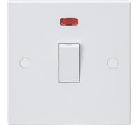 Knightsbridge SN8345NF White Square Edge 32A 1G DP Switch with Neon & Flex Outlet