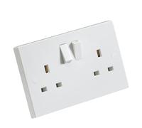 Knightsbridge SN9000 White Square Edge 13A 2G DP Switched Socket