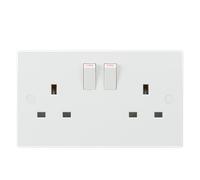Knightsbridge Switched Socket SN9000 2G DP 13A White Square Edge