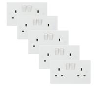 Knightsbridge SN9000x5 White Square Edge 13A 2G DP Switched Socket (5 Pack)