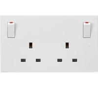 Knightsbridge SN9001 White Square 13A 2G DP Switched Socket (Outboard Rockers)