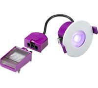 Knightsbridge SpektroLED Evo IP65 8W Fire-Rated Smart Downlight RGB and CCT - Fixed, Purple Body, White Bezel