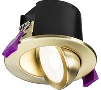 Knightsbridge SpektroLED Evo Tilt - Fire Rated IP65 Downlight with 2 x Wattage and 4 x CCT - Brushed Brass