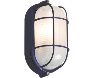 Knightsbridge TPOV60B 230V IP54 60W Black Oval Bulkhead with Wire Guard & Glass Diffuser