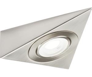 Knightsbridge TRIBCTBC 230V 2W LED Triangular Under Cabinet Light with Adjustable CCT - Brushed Chrome