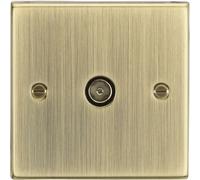 Knightsbridge TV Outlet (non-isolated) - Square Edge Antique Brass - CS010AB