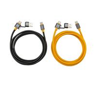 Knightsbridge Twin Pack 2-in-1 USB-C Charging Cables with USB-A Adapter - 240W Power Delivery, 1.5m