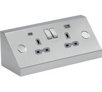 Knightsbridge Under Cabinet 13A 2G Socket with Dual USB A+C [5V DC 4.0A shared] - Stainless Steel