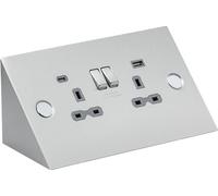 Knightsbridge Under Cabinet 13A 2G Socket with Dual USB A+C [5V DC 4.0A shared] - Stainless Steel