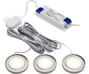 Knightsbridge UNDKIT3BCWW 230V IP20 2.5W LED Dimmable Under Cabinet Lights Brushed Chrome 3000K - Pack of 3
