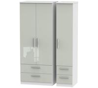 Knightsbridge Wardrobe - 3 Door - 4 Drawers - Triple - Cashmere Gloss and White