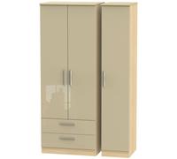 Knightsbridge Wardrobe - 3 Door - LHF 2 Drawer - Triple - Tall - Mushroom and Light Oak