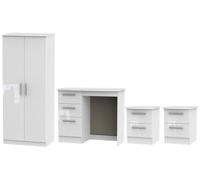 Knightsbridge White 4 Piece Bedroom Set with 2 Door Wardrobe