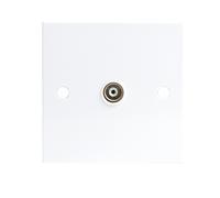 KnightsBridge White Coaxial TV Outlet Isolated Single Wall Plate
